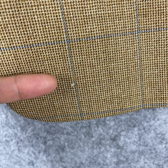 Vintage Oliver Wool Blazer Sport Coat Jacket Men 44L Tan Windowpane 3 Button - Picture 16 of 16